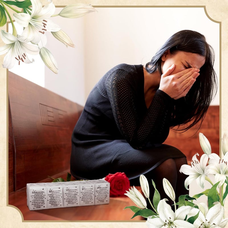 Sinmoe 60 Bulk Funeral Tissues Keepsakes Memorial Facial Pocket Tissues Favors Inspirational Poem 3 Ply Mini Travel Size Tissue Packs Memorial for Guests Relatives Family - Image 4